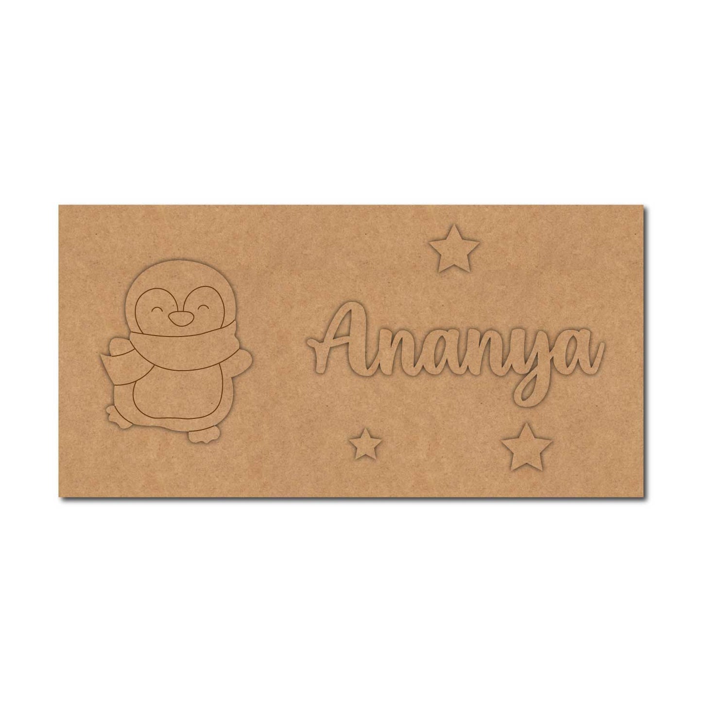Penguin Kids Nameplate MDF Design 1