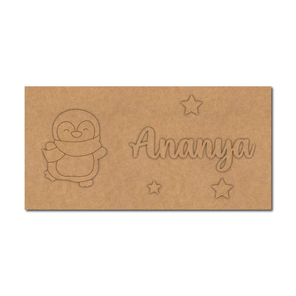 Penguin Kids Nameplate MDF Design 1