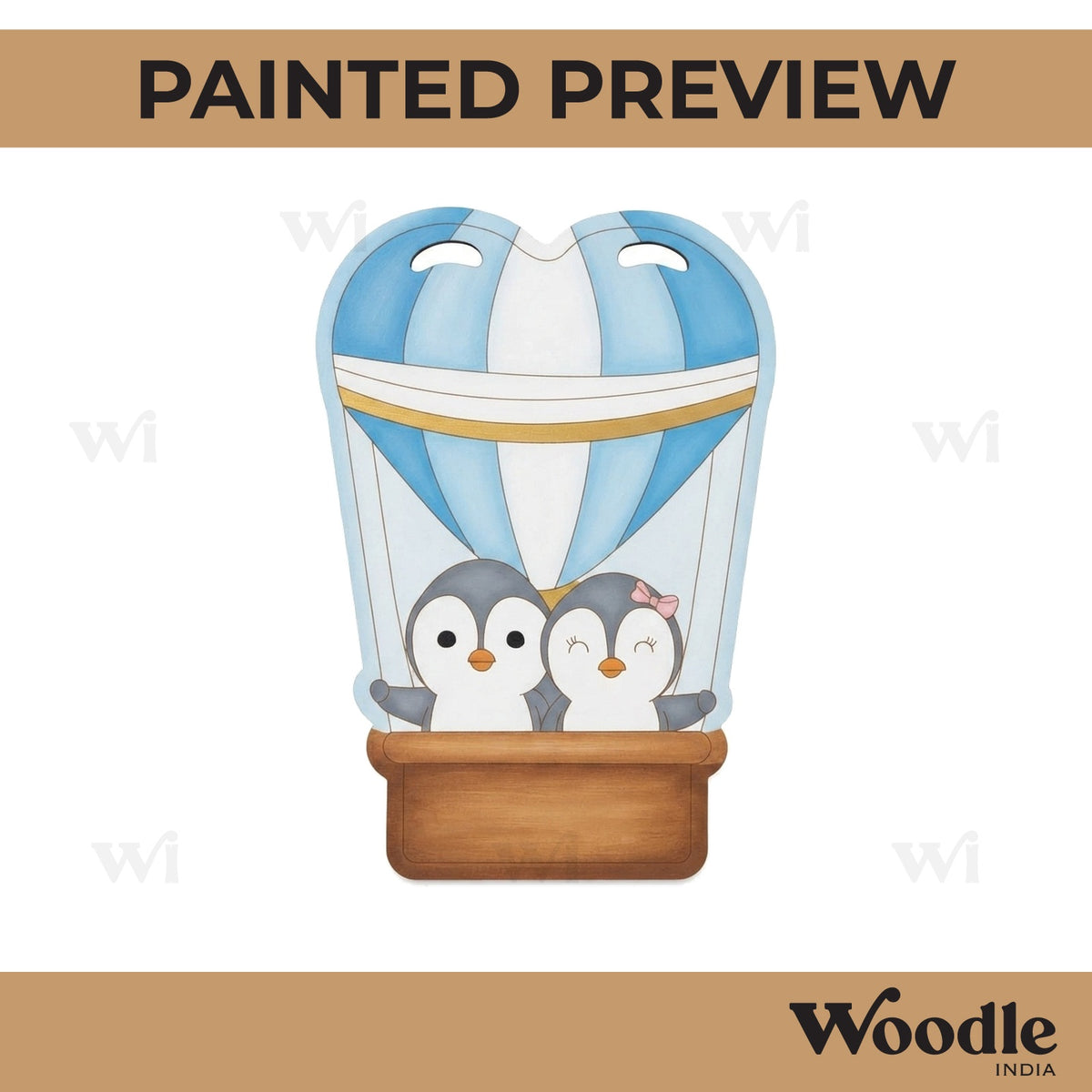 Penguins Hot Air Balloon Pre Marked MDF Design 1