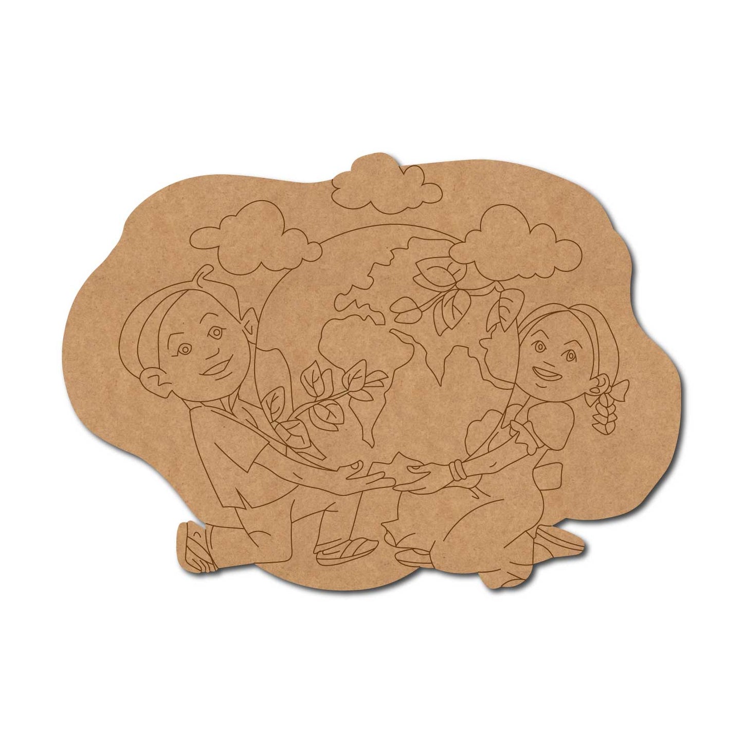 People Holding Earth Pre Marked Base MDF Design 1