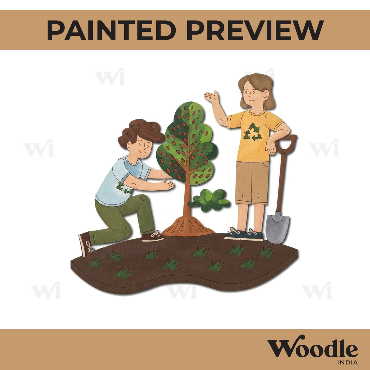 People Planting Trees Pre Marked MDF Design 1