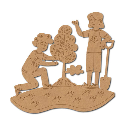 People Planting Trees Pre Marked MDF Design 1