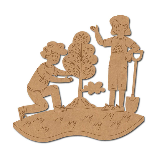 People Planting Trees Pre Marked MDF Design 1