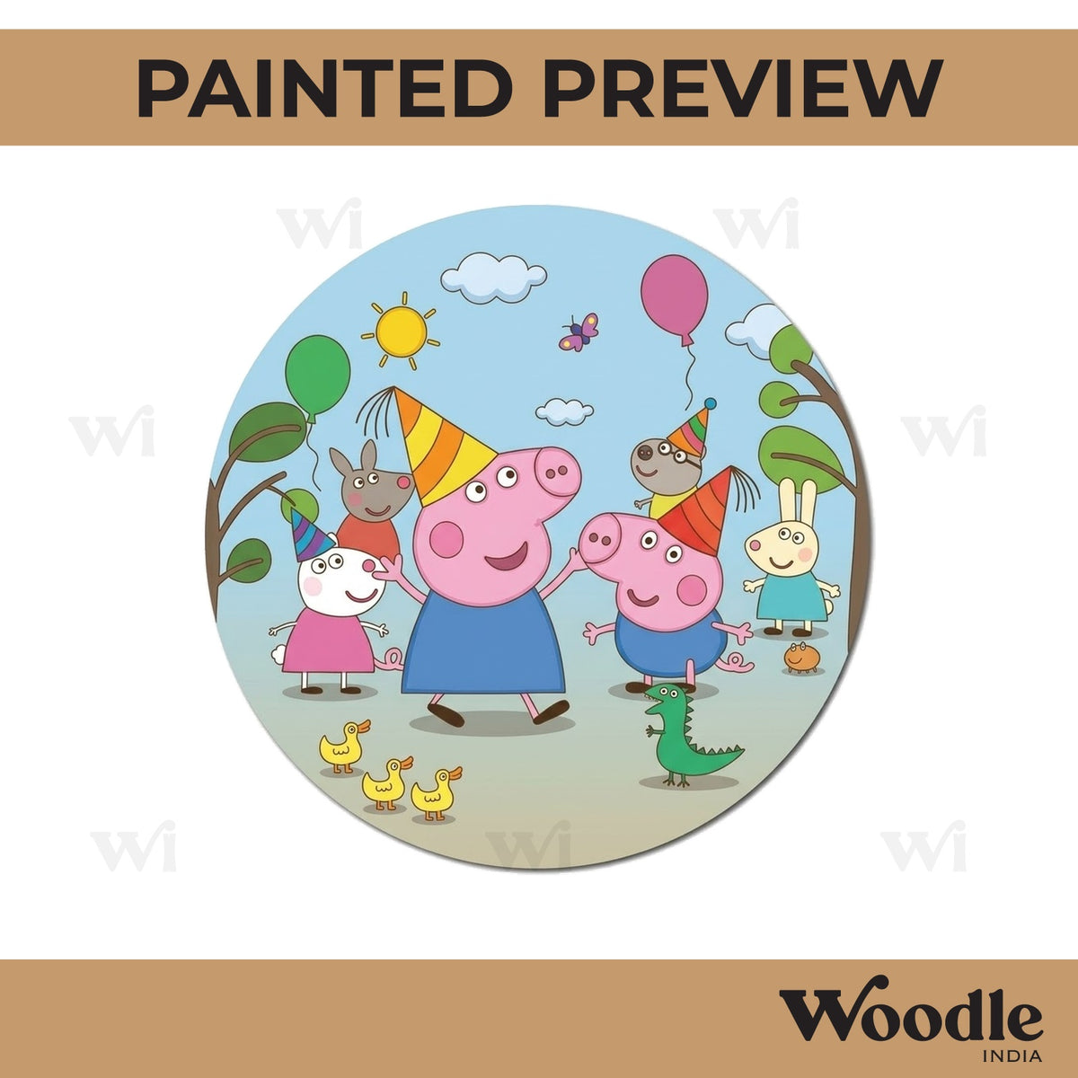 Peppa Pig Pre Marked Round MDF Design 1