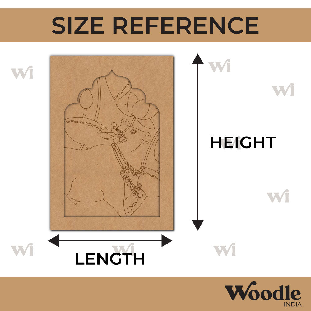 Pichwai Cow And Lotus Jharokha Pre Marked MDF Design 1