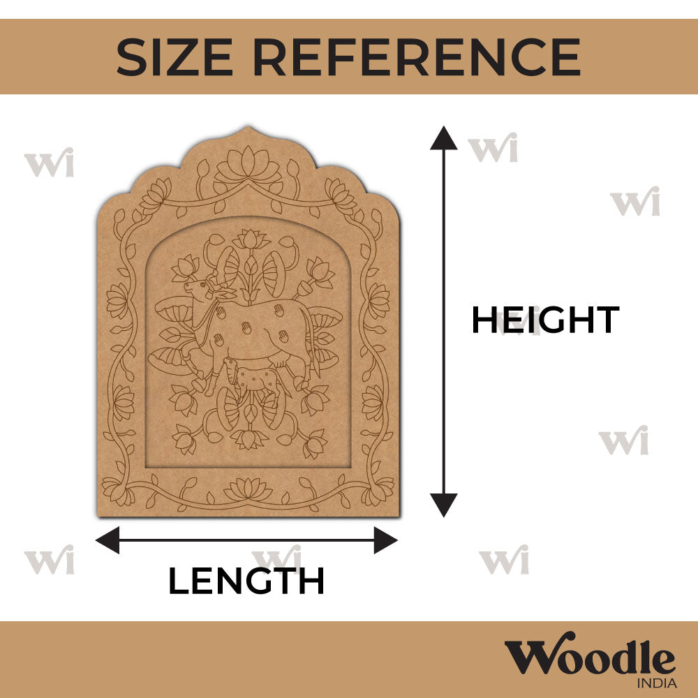 Pichwai Cow And Lotus Jharokha Pre Marked MDF Design 2