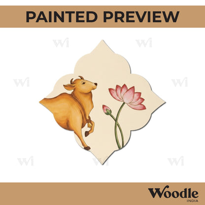 Pichwai Cow And Lotus Pre Marked Base MDF Design 1