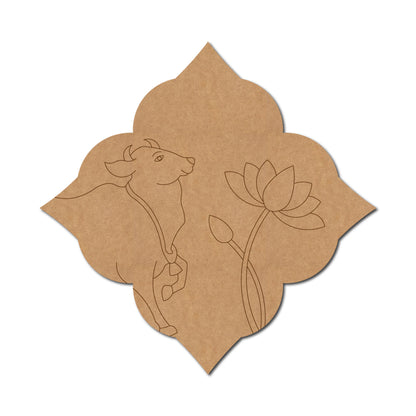 Pichwai Cow And Lotus Pre Marked Base MDF Design 1