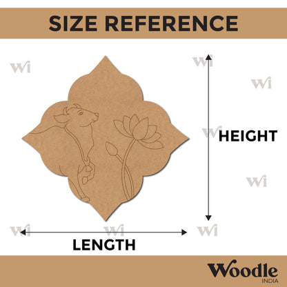 Pichwai Cow And Lotus Pre Marked Base MDF Design 1