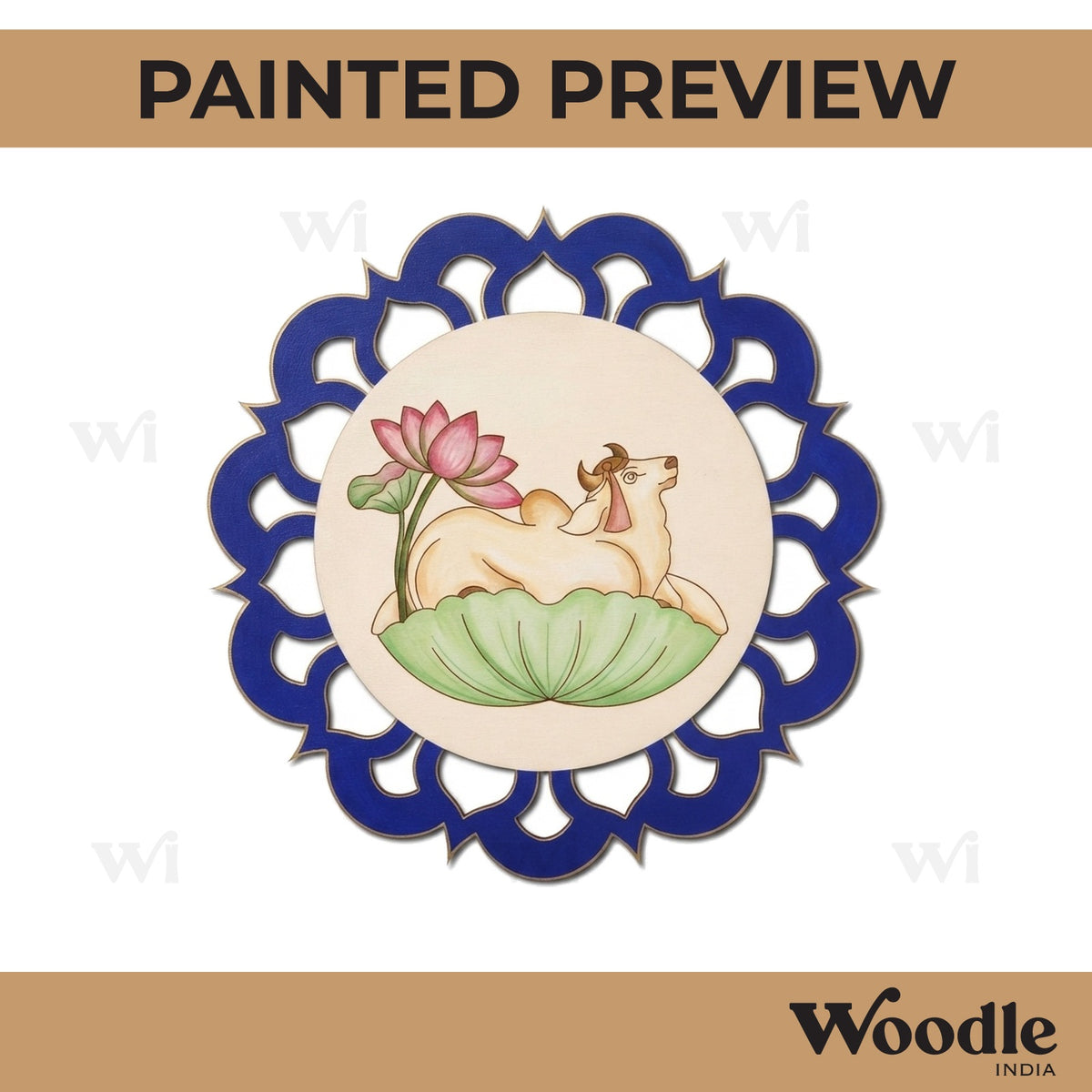 Pichwai Cow And Lotus Pre Marked Base MDF Design 2