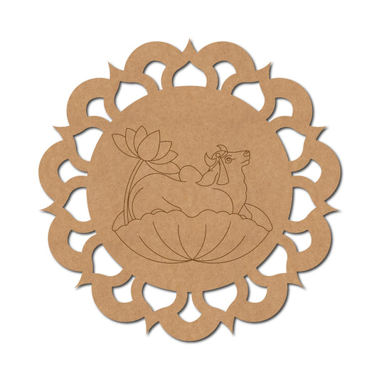 Pichwai Cow And Lotus Pre Marked Base MDF Design 2