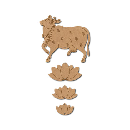 Pichwai Cow And Lotus Pre Marked MDF Design 1