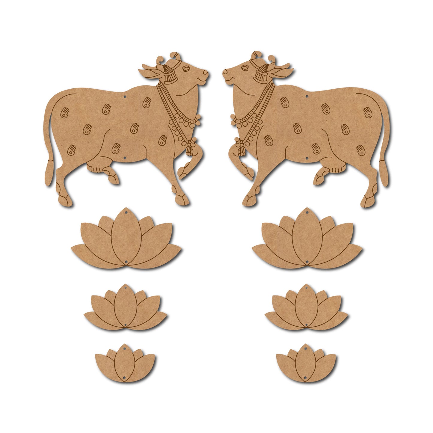 Pichwai Cow And Lotus Pre Marked MDF Design 1