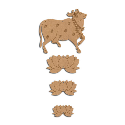 Pichwai Cow And Lotus Pre Marked MDF Design 10