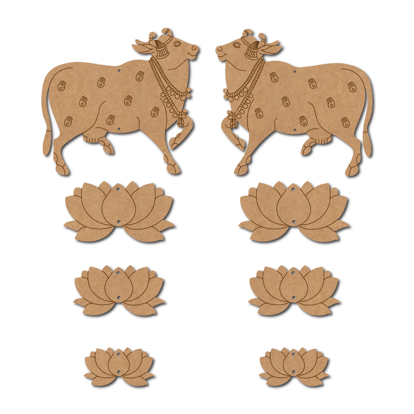 Pichwai Cow And Lotus Pre Marked MDF Design 10