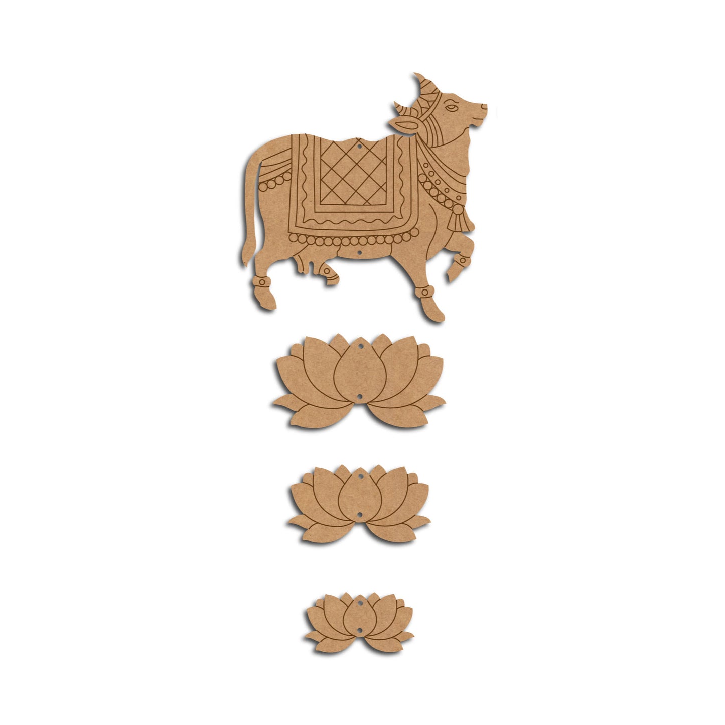 Pichwai Cow And Lotus Pre Marked MDF Design 11