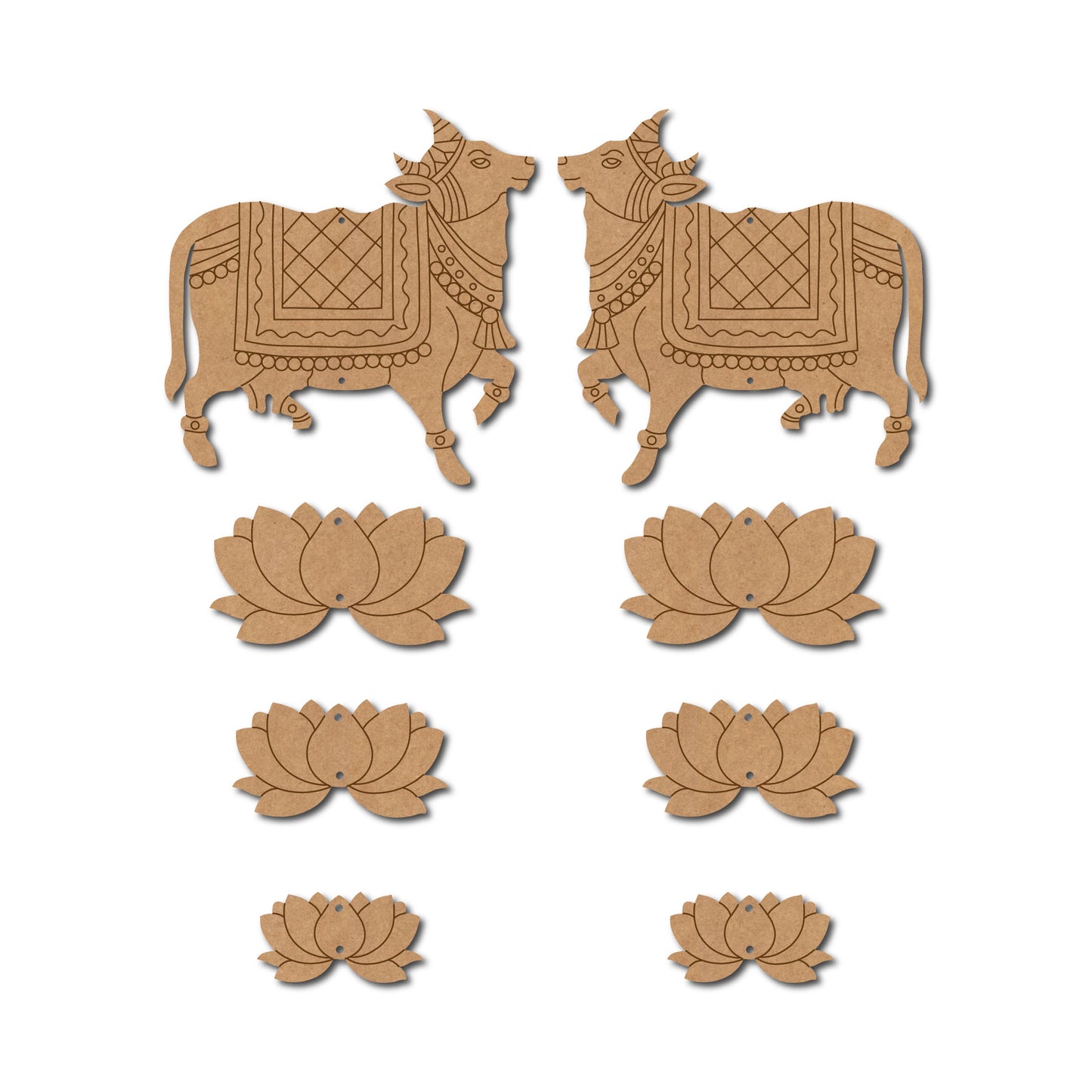 Pichwai Cow And Lotus Pre Marked MDF Design 11