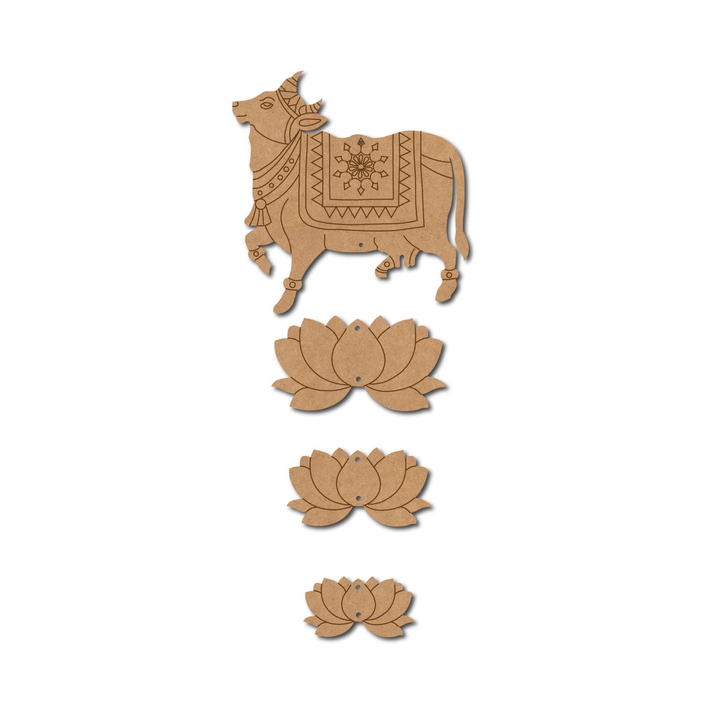 Pichwai Cow And Lotus Pre Marked MDF Design 12