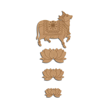 Pichwai Cow And Lotus Pre Marked MDF Design 12