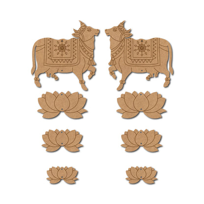 Pichwai Cow And Lotus Pre Marked MDF Design 12