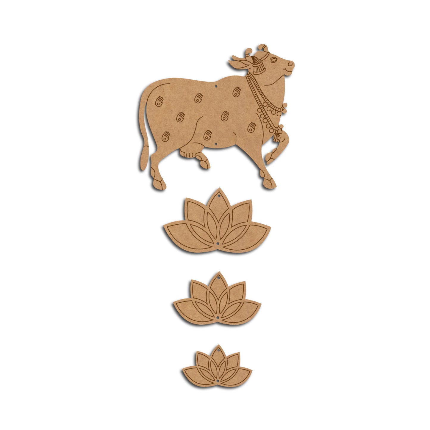Pichwai Cow And Lotus Pre Marked MDF Design 13