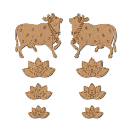 Pichwai Cow And Lotus Pre Marked MDF Design 13