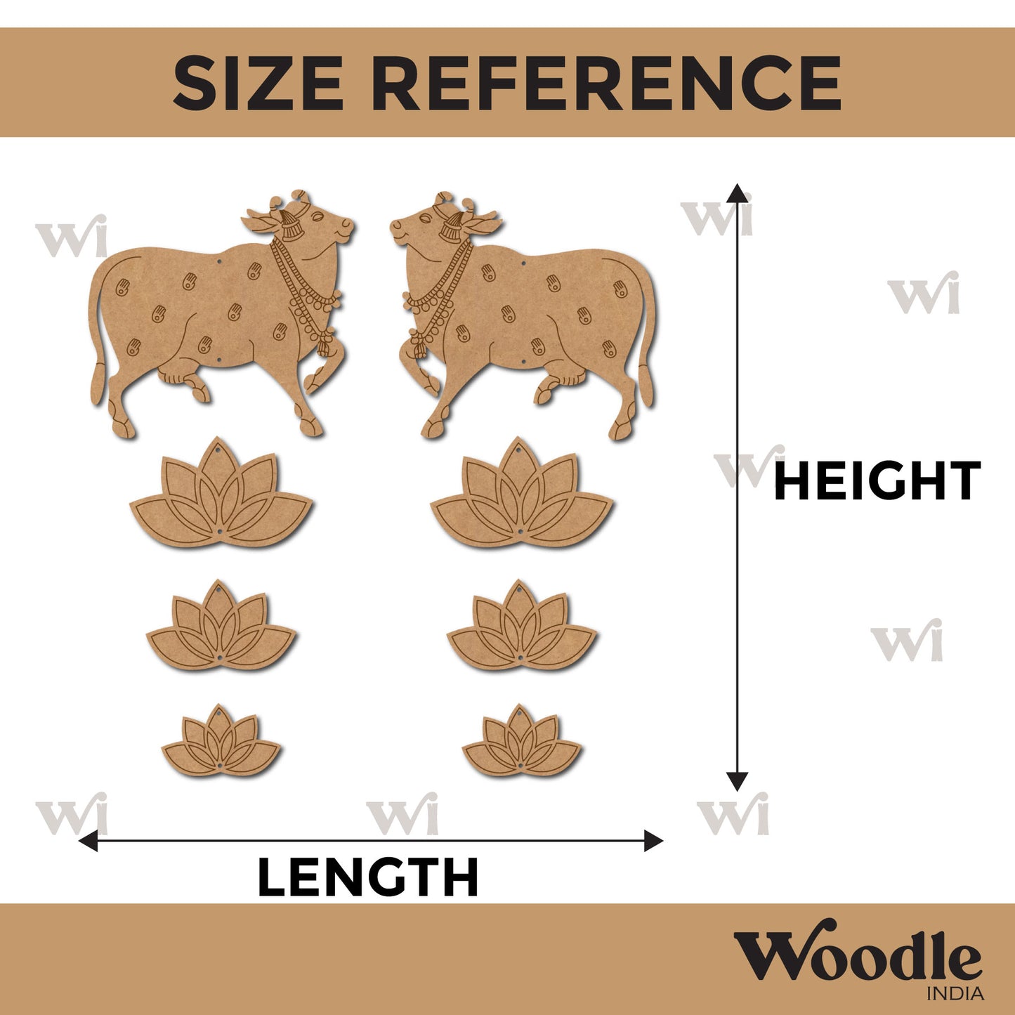 Pichwai Cow And Lotus Pre Marked MDF Design 13