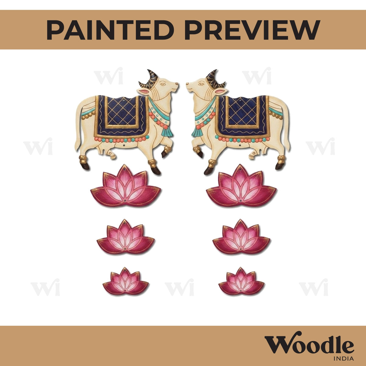 Pichwai Cow And Lotus Pre Marked MDF Design 14