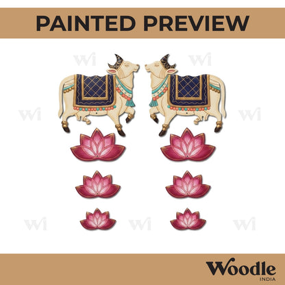 Pichwai Cow And Lotus Pre Marked MDF Design 14