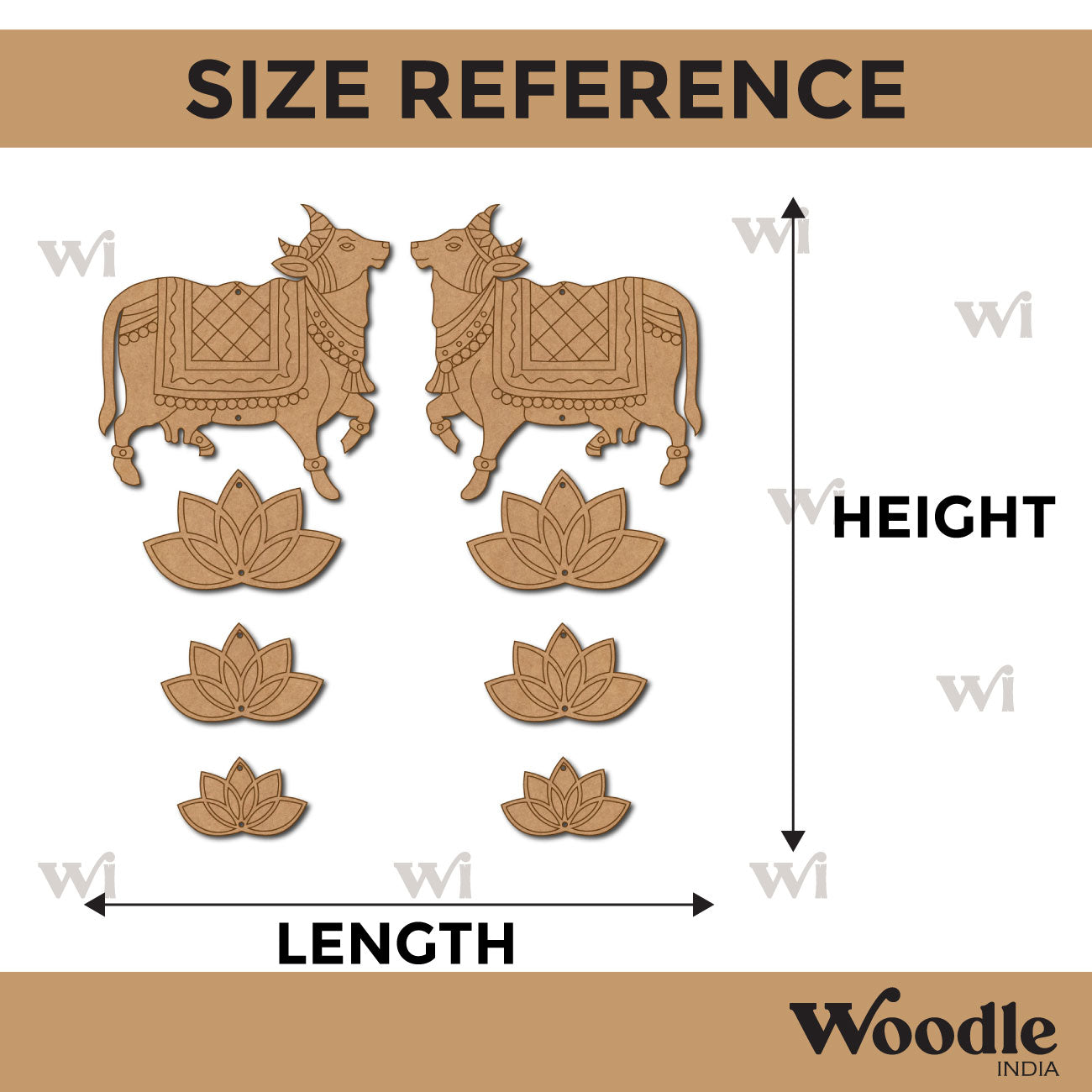 Pichwai Cow And Lotus Pre Marked MDF Design 14