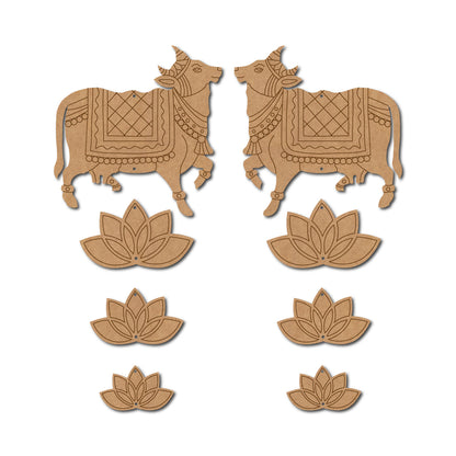 Pichwai Cow And Lotus Pre Marked MDF Design 14