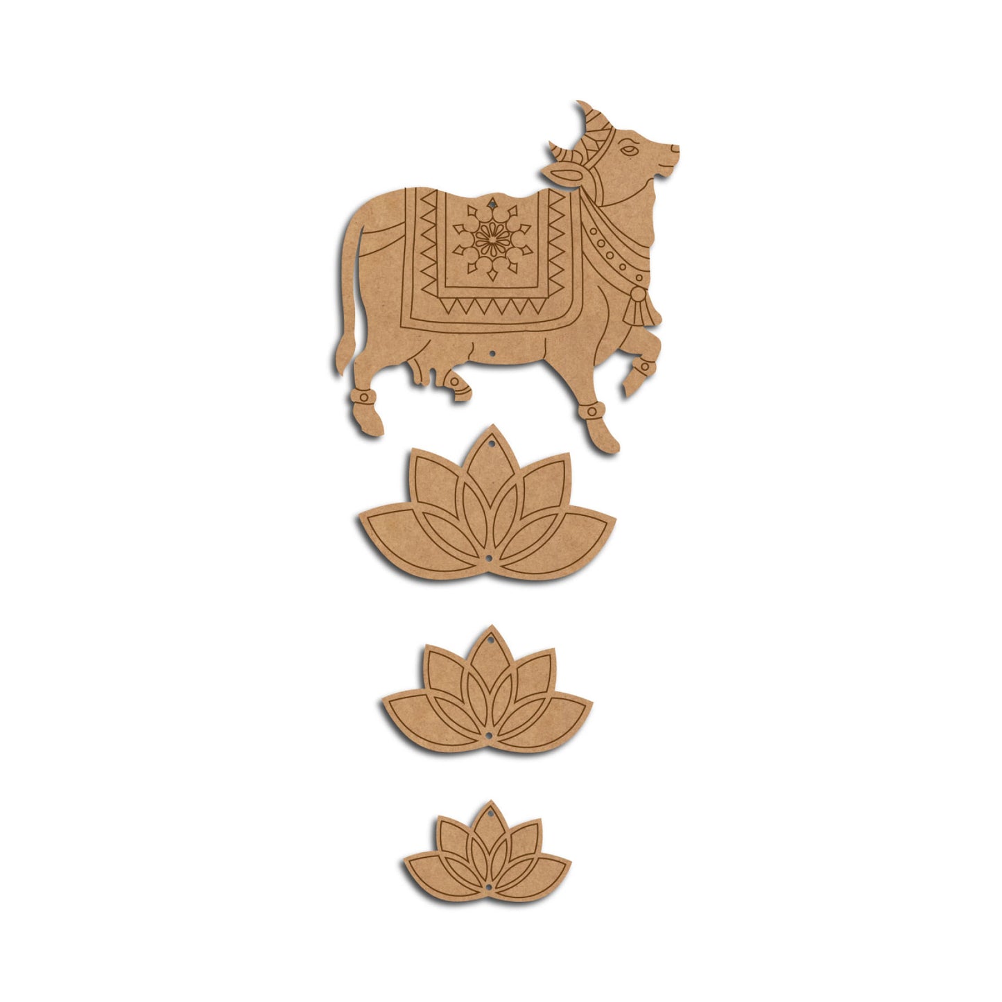 Pichwai Cow And Lotus Pre Marked MDF Design 15