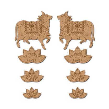Pichwai Cow And Lotus Pre Marked MDF Design 15