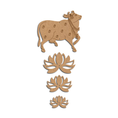 Pichwai Cow And Lotus Pre Marked MDF Design 16