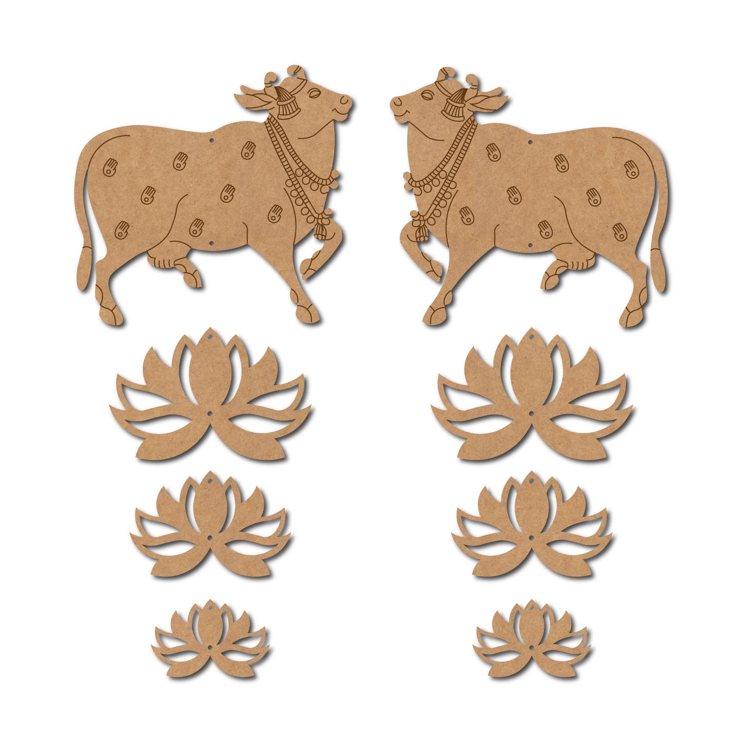 Pichwai Cow And Lotus Pre Marked MDF Design 16