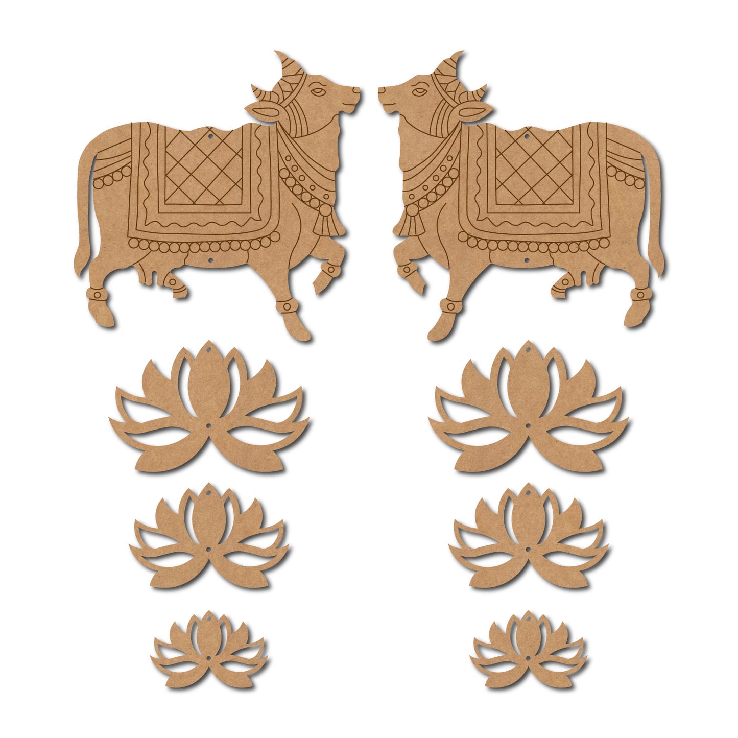 Pichwai Cow And Lotus Pre Marked MDF Design 17