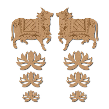 Pichwai Cow And Lotus Pre Marked MDF Design 17