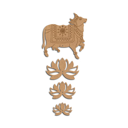 Pichwai Cow And Lotus Pre Marked MDF Design 18