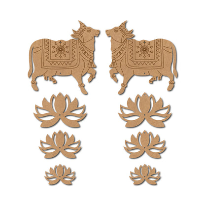 Pichwai Cow And Lotus Pre Marked MDF Design 18