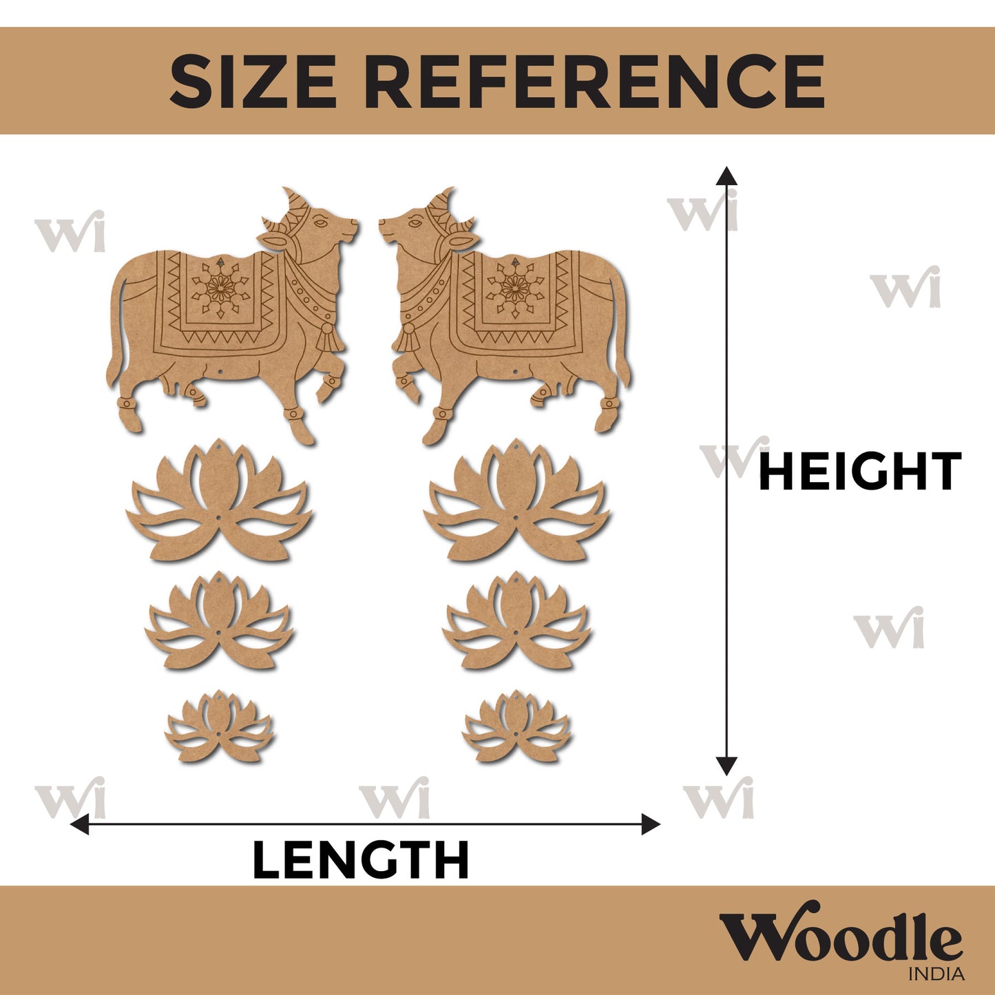 Pichwai Cow And Lotus Pre Marked MDF Design 18