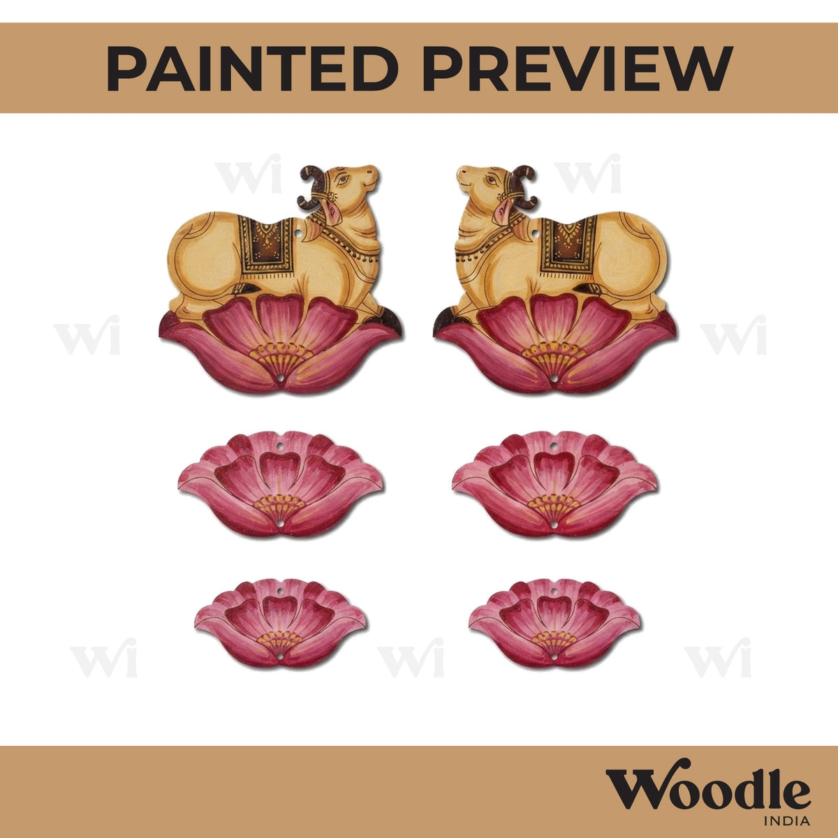 Pichwai Cow And Lotus Pre Marked MDF Design 19