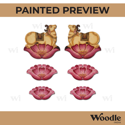 Pichwai Cow And Lotus Pre Marked MDF Design 19
