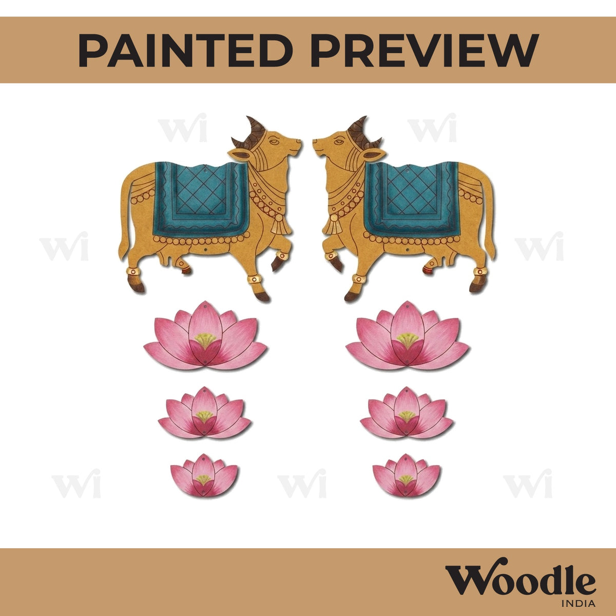 Pichwai Cow And Lotus Pre Marked MDF Design 2