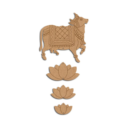 Pichwai Cow And Lotus Pre Marked MDF Design 2