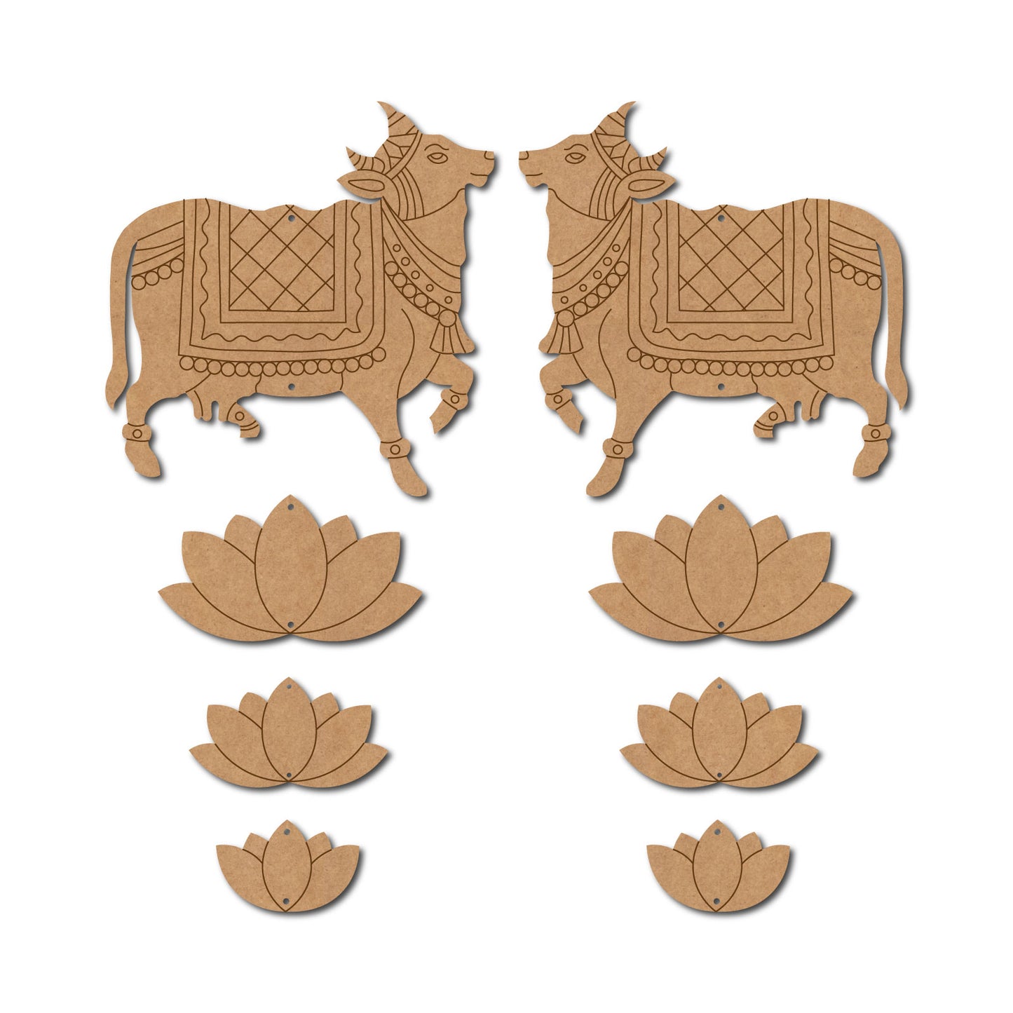 Pichwai Cow And Lotus Pre Marked MDF Design 2