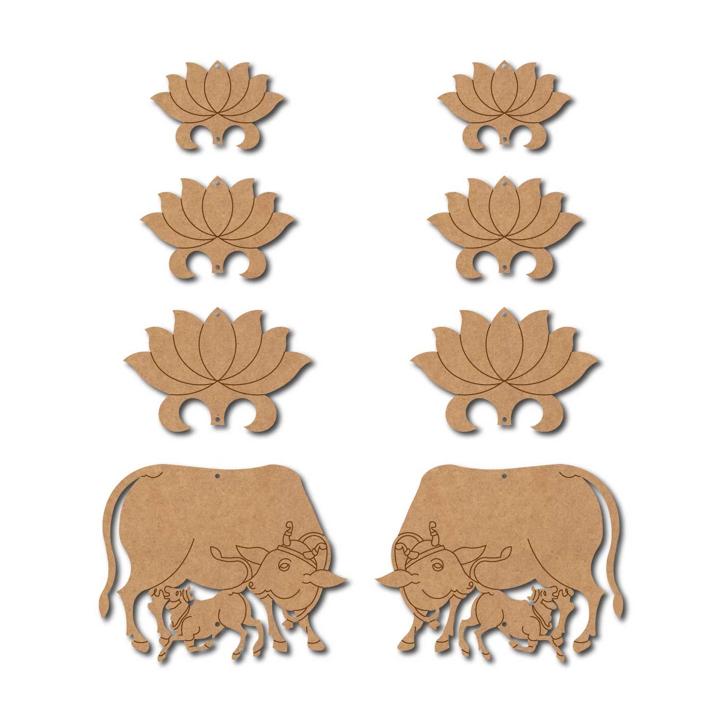 Pichwai Cow And Lotus Pre Marked MDF Design 21