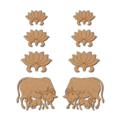 Pichwai Cow And Lotus Pre Marked MDF Design 21