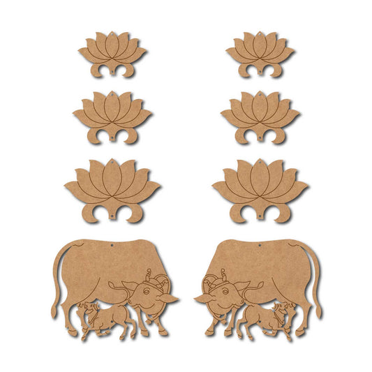 Pichwai Cow And Lotus Pre Marked MDF Design 21