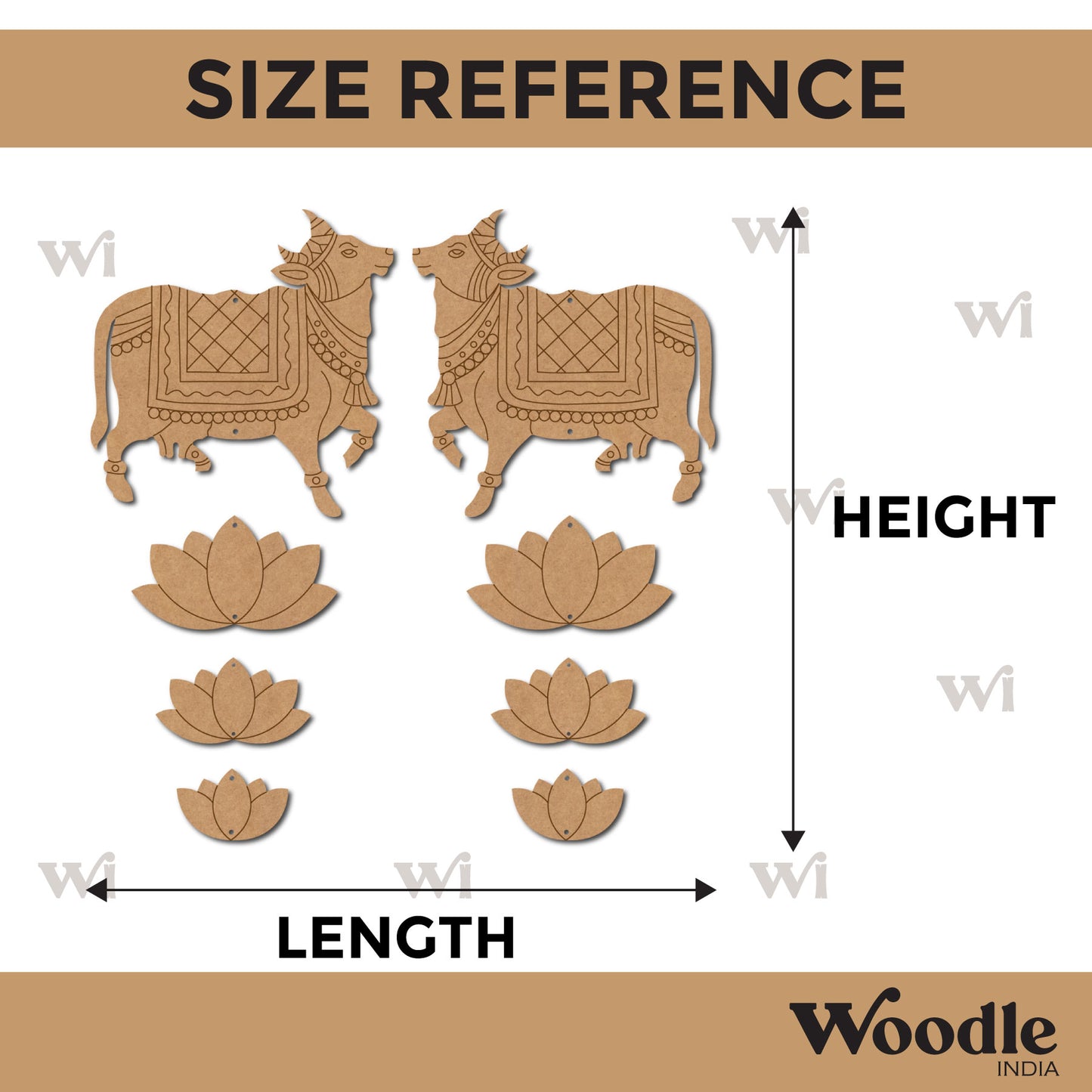 Pichwai Cow And Lotus Pre Marked MDF Design 2