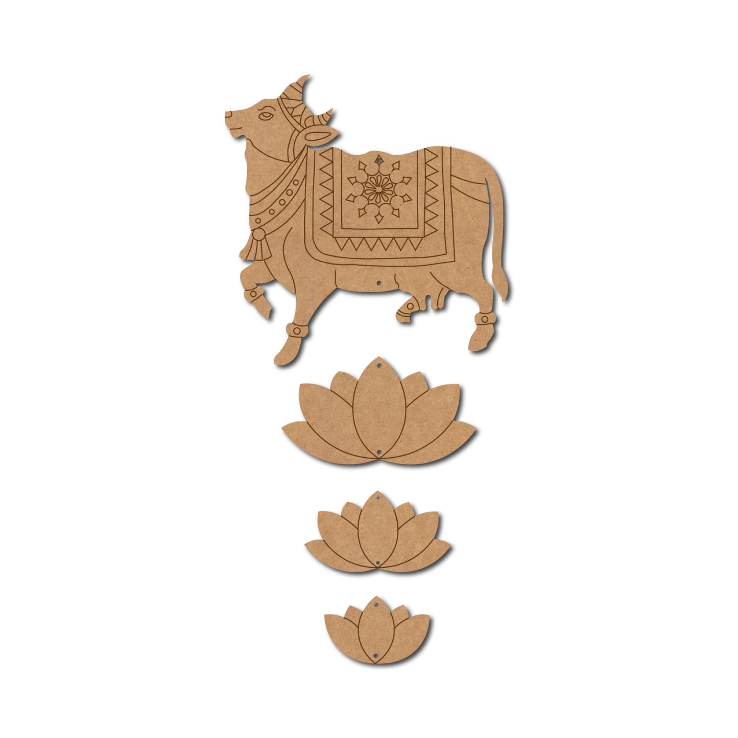 Pichwai Cow And Lotus Pre Marked MDF Design 3